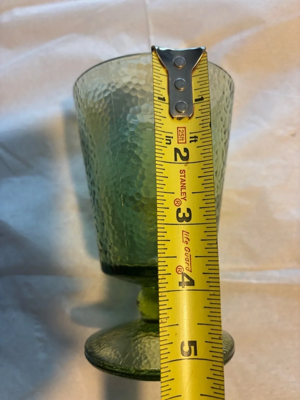 Hazel Atlas Pebblestone Avocado Green Glass Sherbet Cup Vintage 1950s Dessert Ic
